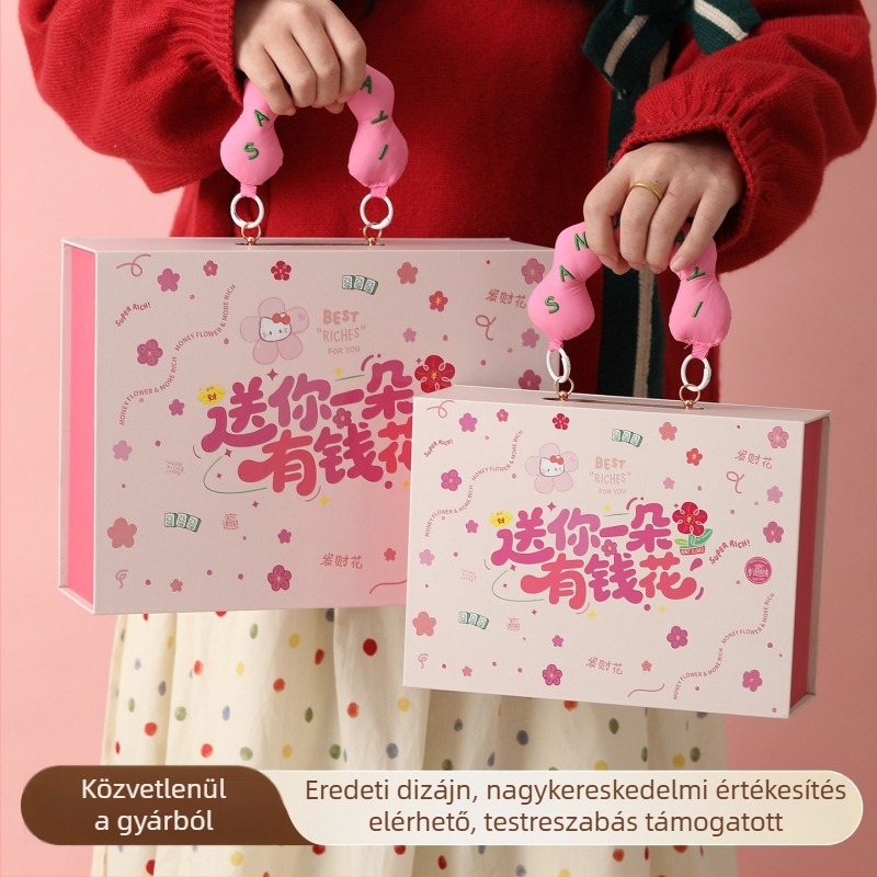 Nőnapra ajándékdoboz, üres, nyitható fedéllel