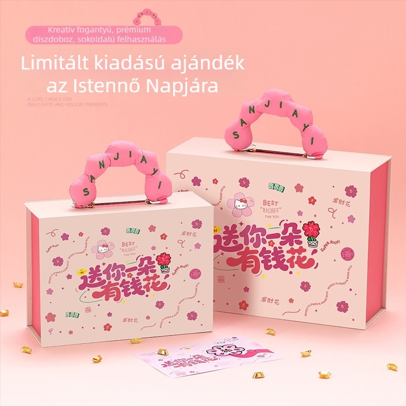 Nőnapra ajándékdoboz, üres, nyitható fedéllel