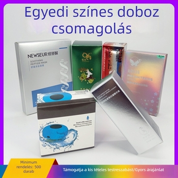 Személyre szabott fehér kartonos doboz kozmetikumok, gyógyszerek és egészségügyi termékek számára — ajándékdoboz hullámkartonból arany fóliával, UV nyomtatással és domborítással