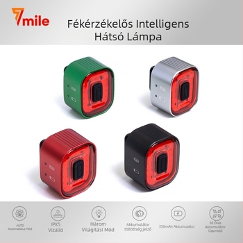 Pedl9 Kerékpár hátsó lámpa intelligens szenzorral, fékezéshez, IPX5 vízálló, 30 órás üzemidő