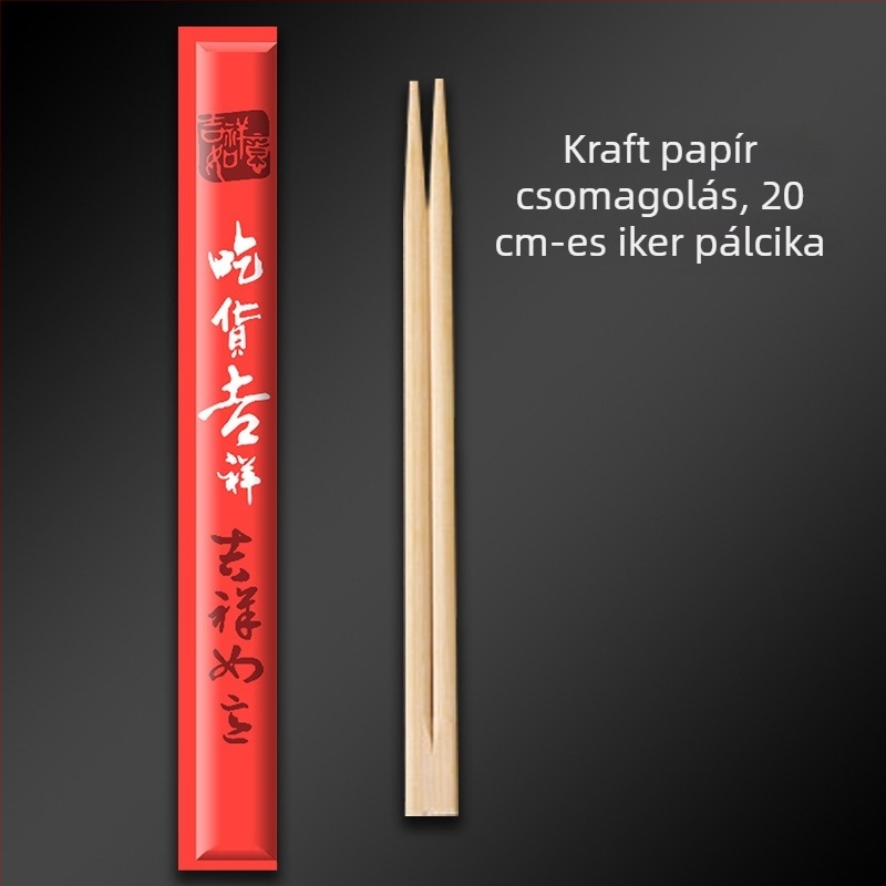 Egyszer használatos bambusz evőpálcikák kraft papír csomagolással, testre szabható, karbonizált, elvitelre és éttermi kiszolgálásra