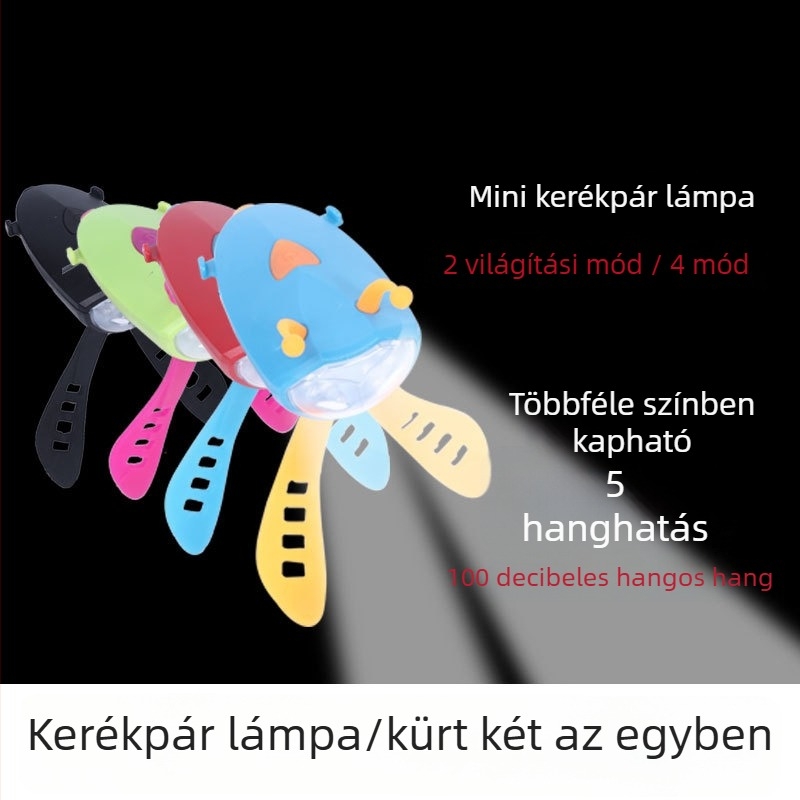 Új elülső lámpa gyerekeknek és hegyikerékpárhoz, kürttel és kiegészítőkkel