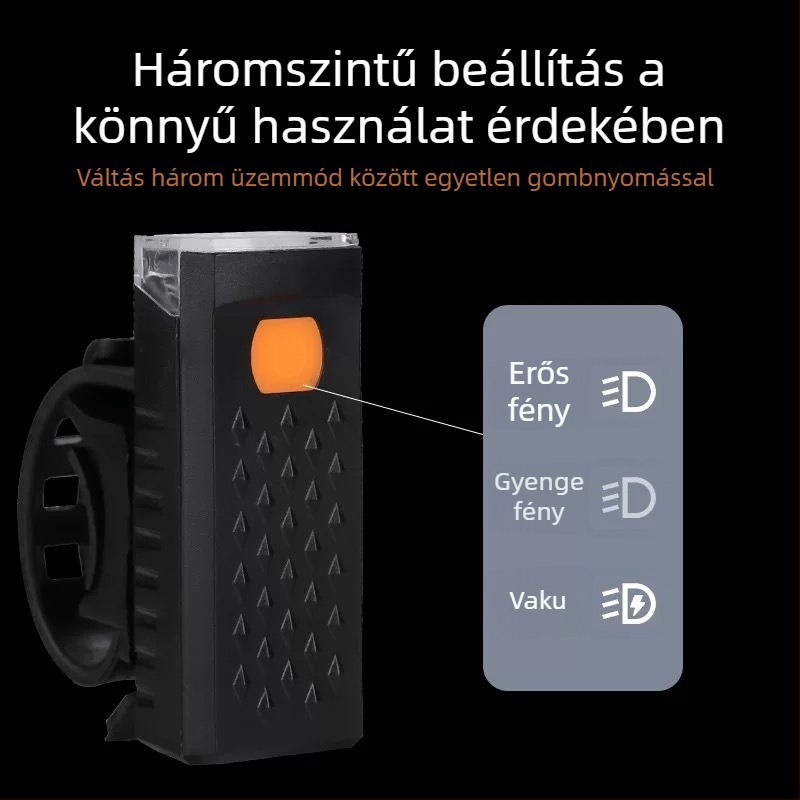 2266 kerékpár első lámpa, USB töltés, vízálló, éjszakai világítás kültéri kerékpározáshoz