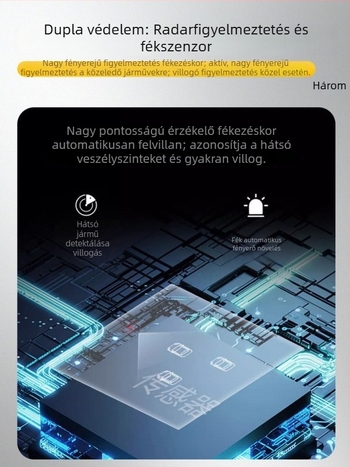 Hátsó kerékpárlámpa hosszú üzemidővel, mountain bike-hoz — ultra fényes, intelligens milliméteres radaros világítás