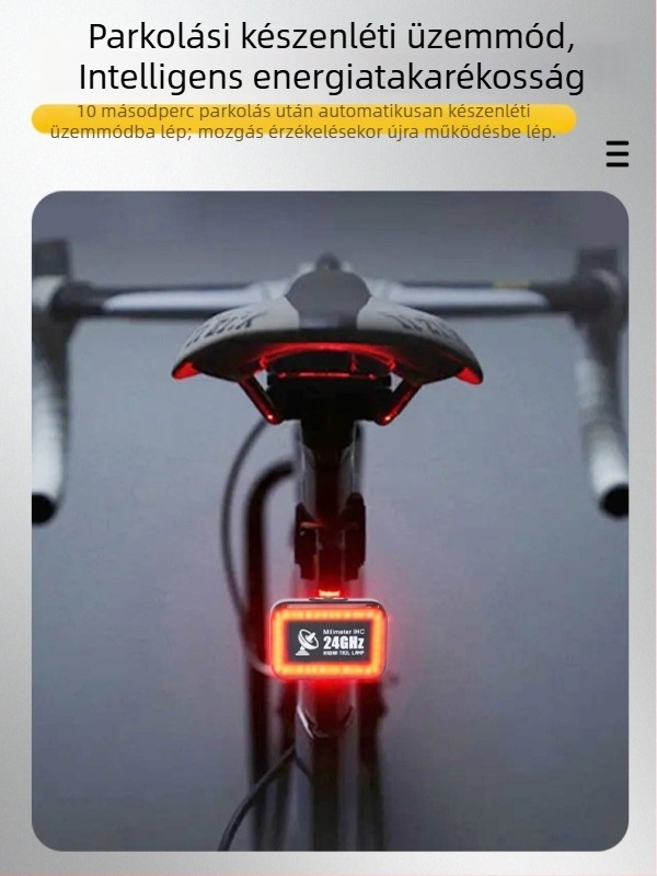 Hátsó kerékpárlámpa hosszú üzemidővel, mountain bike-hoz — ultra fényes, intelligens milliméteres radaros világítás