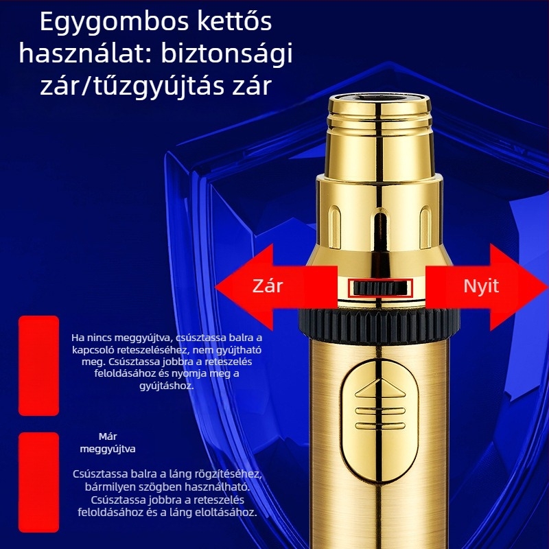 HB282 Rakéta alakú egyenes lángú gyújtó, fém, szélálló, kültéri használatra, grillhez és sütéshez