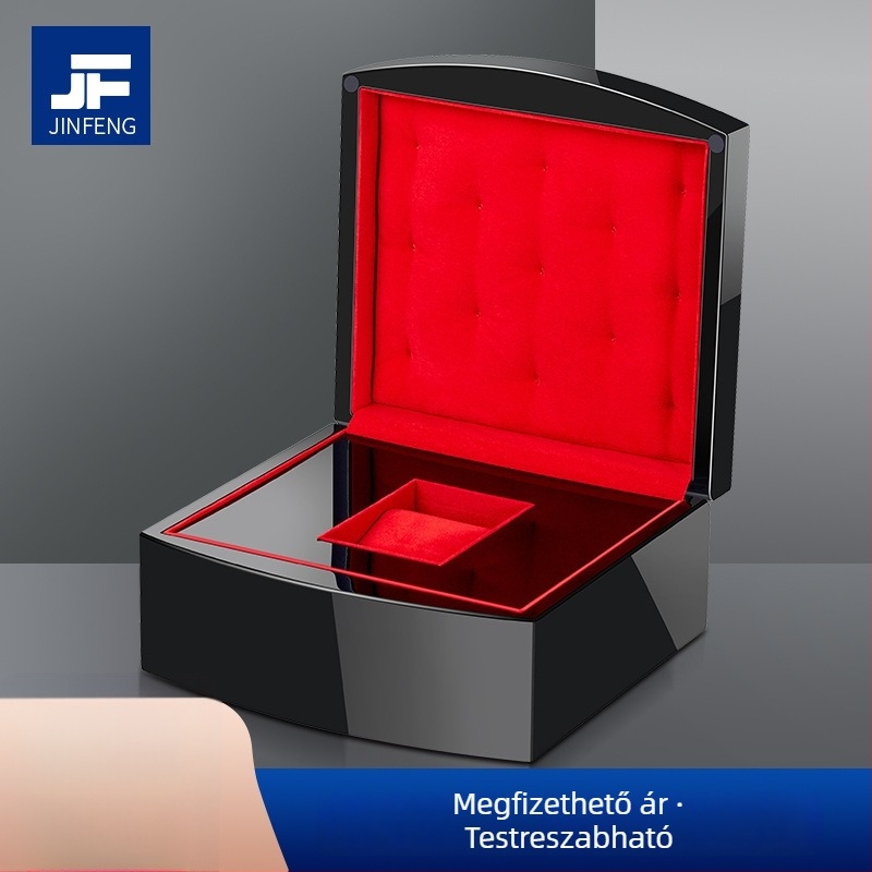 Órás doboz, ajándéktárgyak doboza, fekete lakkozott fa doboz ékszerekhez, kiegészítő csomagolás