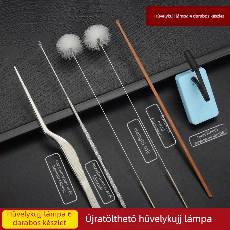 Vizuális fülpiszkáló, újratölthető, kézi, LED világítással – USB töltés