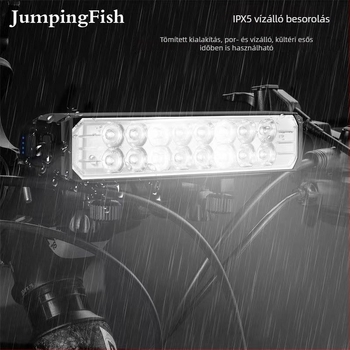 Jumping Fish elülső kerékpár világítás, nagy fényerővel, felakasztható, hegyi és országúti kerékpárokhoz, újratölthető zseblámpa éjszakai tekeréshez
