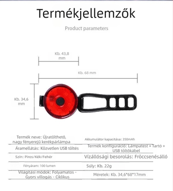 VXM kerékpár hátsó lámpa, USB-s töltés, figyelmeztető fény hegymászó kerékpárhoz, éjszakai külső tekeréshez, kerékpáros kiegészítők