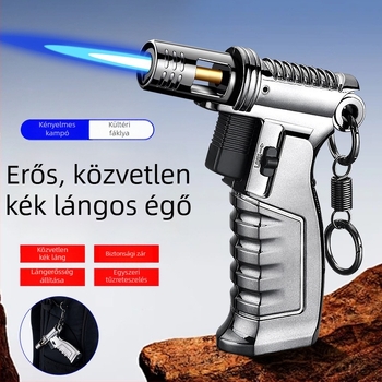FQ906 Fordítható közvetlen lánggal működő, szélálló, újratölthető gyújtó cigarettákhoz, szivarokhoz, grillhez és füstölő pálcikákhoz