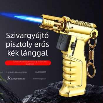 FQ906 Fordítható közvetlen lánggal működő, szélálló, újratölthető gyújtó cigarettákhoz, szivarokhoz, grillhez és füstölő pálcikákhoz