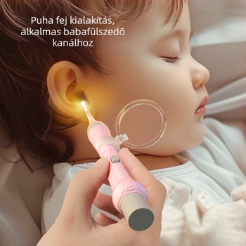 Gyerekeknek készülő fülkanál készlet világítóval és puha véggel, vizuális cerumencsipesszel