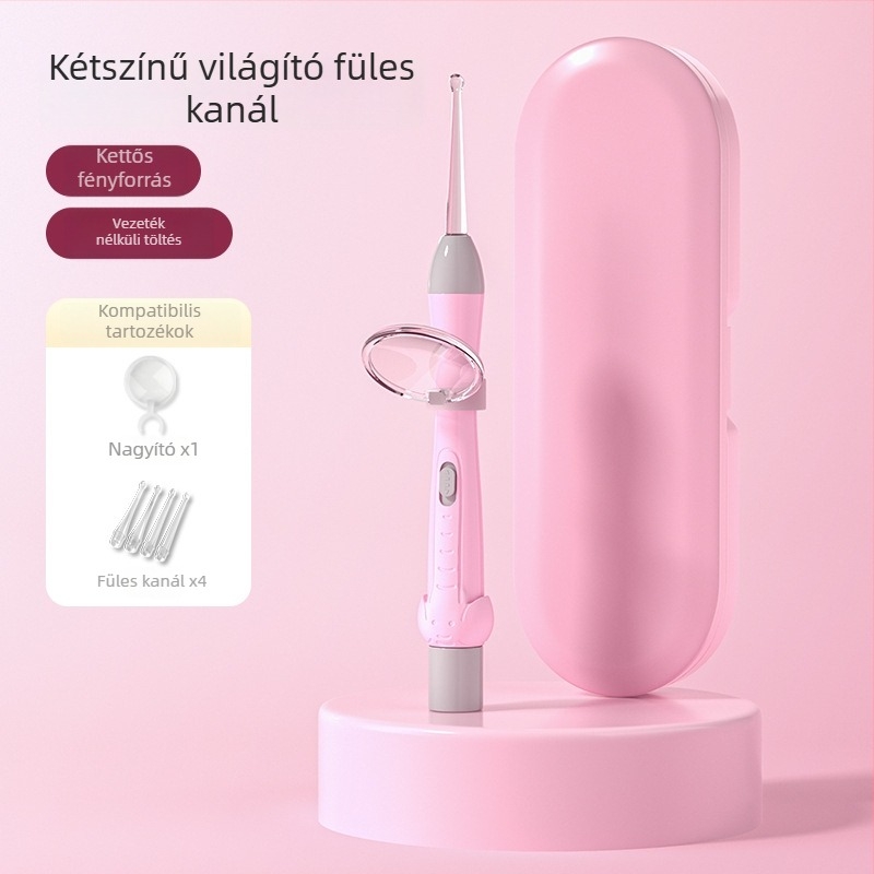 Gyerekeknek készülő fülkanál készlet világítóval és puha véggel, vizuális cerumencsipesszel