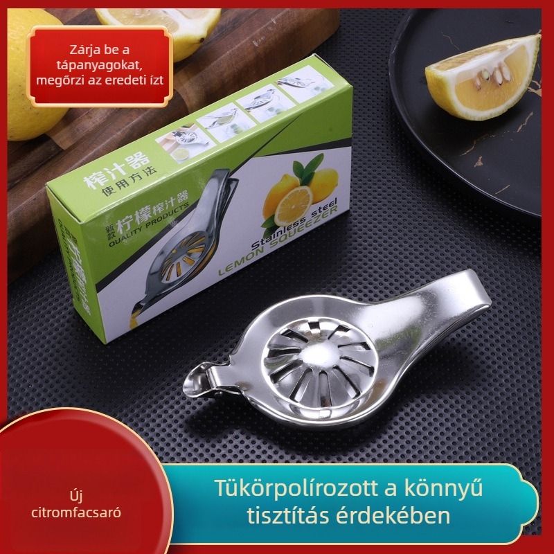Rozsdamentes acél kézi citromprés klippel, hordozható, multifunkcionális gyümölcsprés otthoni és kereskedelmi használatra