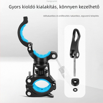 Kerékpár előfény tartó 720°-os gömbcsuklóval, klipszes rögzítés MTB-hez