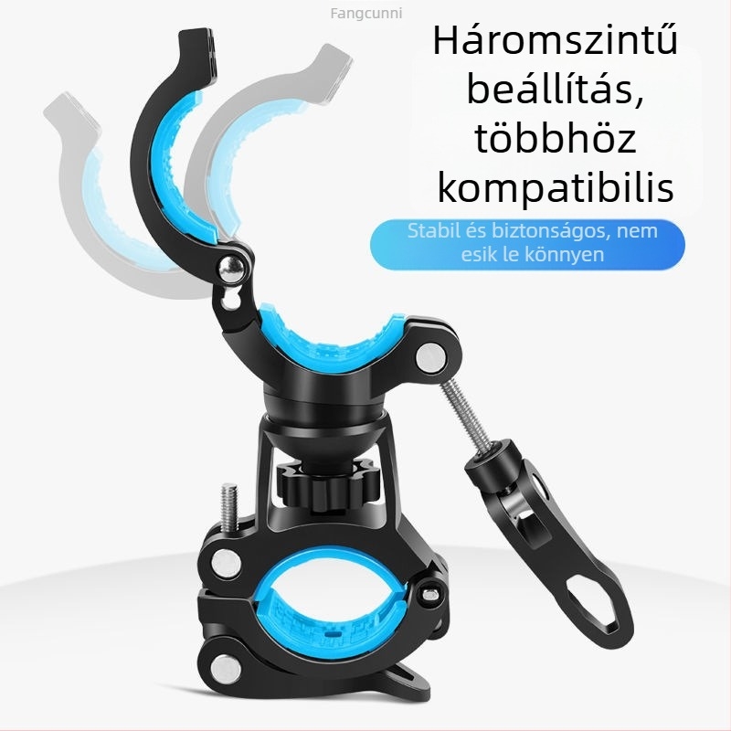 Kerékpár előfény tartó 720°-os gömbcsuklóval, klipszes rögzítés MTB-hez