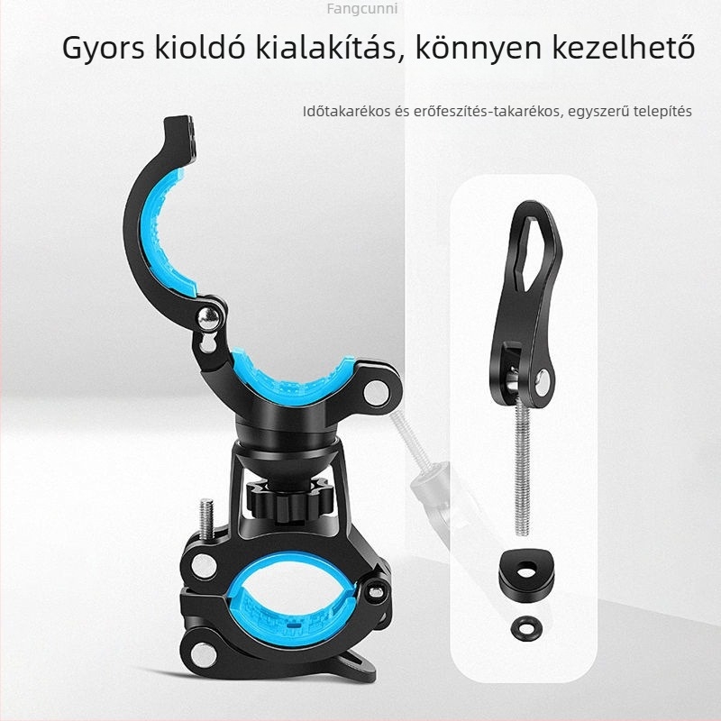 Kerékpár előfény tartó 720°-os gömbcsuklóval, klipszes rögzítés MTB-hez