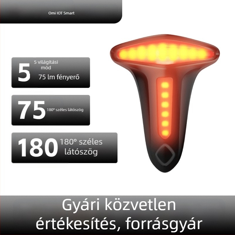 Kerékpár hátsó lámpa intelligens fékérzékelővel, USB töltéssel, mountain és országúti kerékpárokhoz, éjszakai vezetéshez figyelmeztető fény
