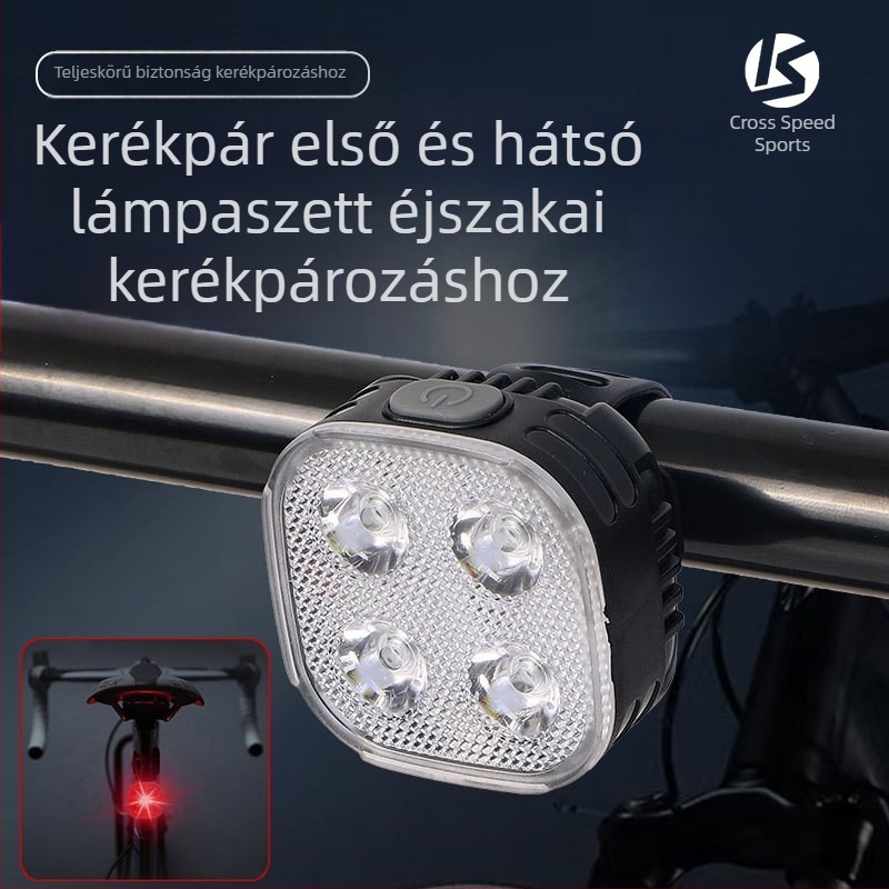 Elő- és hátsó kerékpár lámpa készlet éjszakai tekeréshez, MTB első lámpa és újratölthető hátsó lámpa