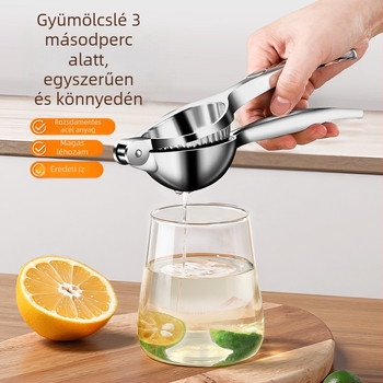 Kézi citromprés, kis rozsdamentes acél gyümölcspreselő, 400 ml-es kapacitás, citromhoz és narancshoz