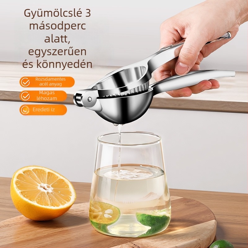 Kézi citromprés, kis rozsdamentes acél gyümölcspreselő, 400 ml-es kapacitás, citromhoz és narancshoz