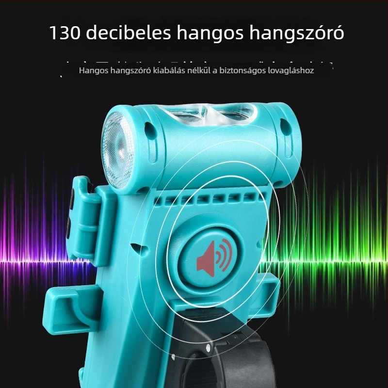 Új 5-az-1-ben kerékpárfény hegymászók kerékpárhoz, telefontartóval, hangszóróval, ködfénnyel, egygombos nyitás és power bank