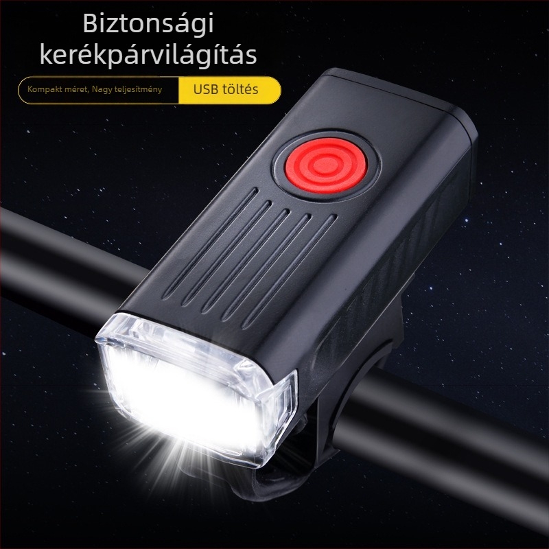USB-töltésű elülső lámpa éjszakai kerékpározáshoz, terepkerékpárhoz, nagy fényerő, vízálló