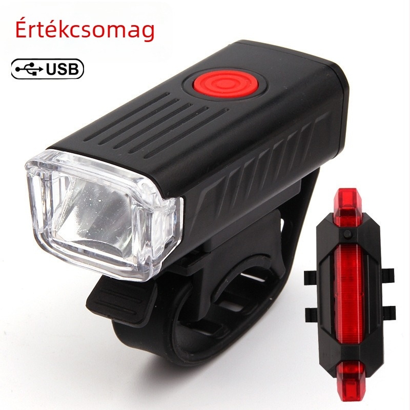 USB-töltésű elülső lámpa éjszakai kerékpározáshoz, terepkerékpárhoz, nagy fényerő, vízálló