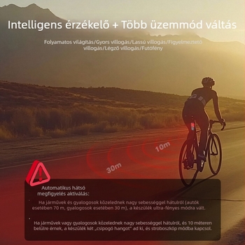 Új radaros milliméteres hullám intelligens szenzoros hátsó lámpa kerékpárokhoz, terep- és városi kerékpárokhoz, vízálló éjszakai figyelmeztető fény