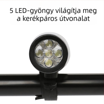 5 LED-es mountain bike első lámpa, ezüst-fekete