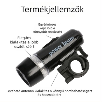 5 LED-es mountain bike első lámpa, ezüst-fekete
