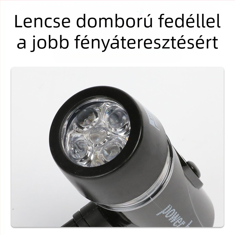 5 LED-es mountain bike első lámpa, ezüst-fekete
