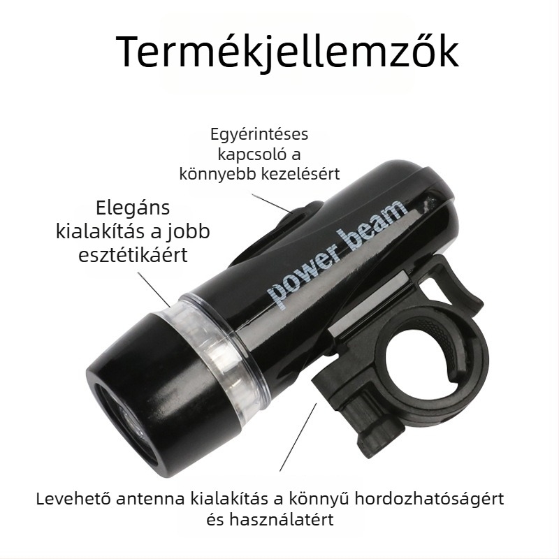 5 LED-es mountain bike első lámpa, ezüst-fekete