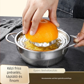 Rozsdamentes acélból készült kézi facsargató citromhoz és narancshoz, tál alakú fej, multifunkcionális