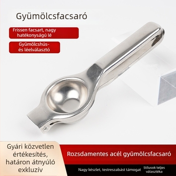 Citrom- és narancsfacsaró, kézi, rozsdamentes acélból, többfunkciós, nyitó-záró kivitelű