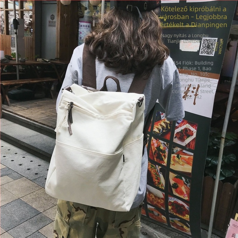 Uniszex mosott vászon hátizsák, városi stílus, 20–35 l, 13 colos laptophoz, Harajuku ihletésű divat hátizsák