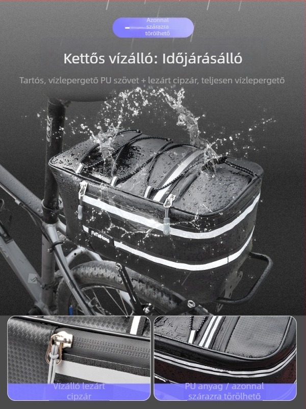 Fu Tai Hong kerékpár hátsó táska, nagy kapacitású, vízálló, szintetikus bőrből