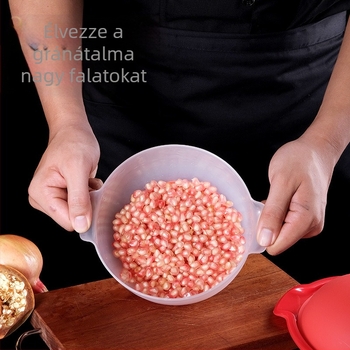 Gránátalma hámozó és préselő készülék, pulpaseparátorral, kézi működtetésű