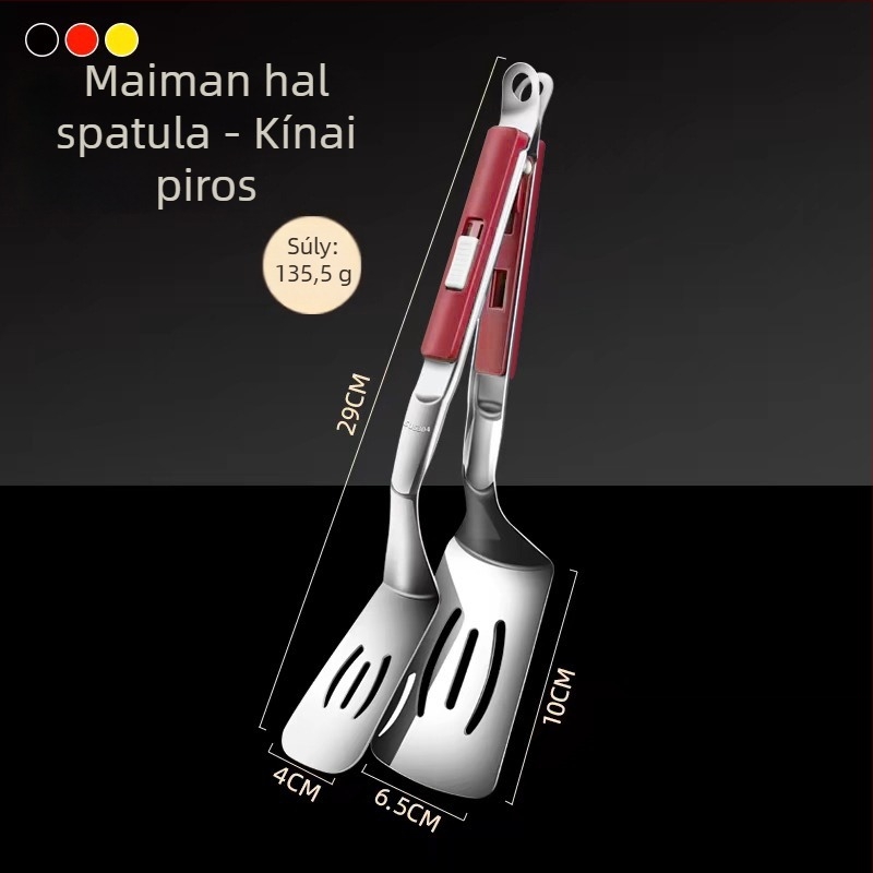 304 rozsdamentes acél hal-spatula klippel – Többfunkciós konyhai eszköz halak forgatásához, steakhez és palacsintákhoz