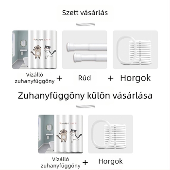 Mágneses szívó zuhanyfüggöny készlet a fürdőszobához, luxus vízálló elválasztó, fúrás nélküli