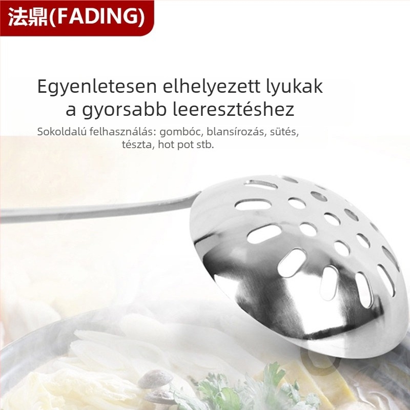 Rozsdamentes acél konyhai eszközök készlet: spatula, merőkanál és lyukas kanál