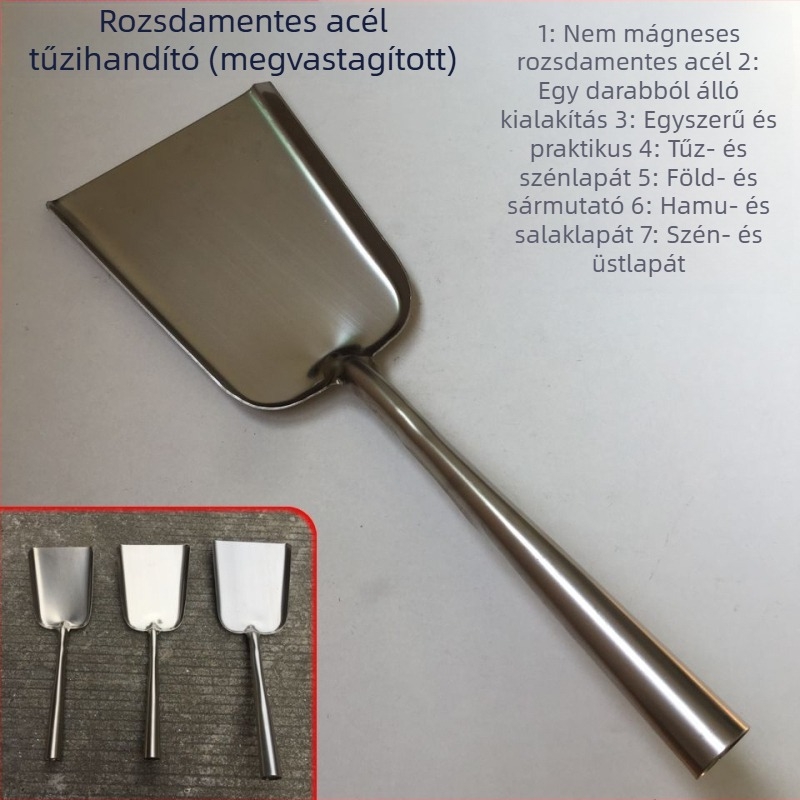 Vastagított rozsdamentes acél lapát tűzre, szénre, hulladékra, sárra és tisztításra