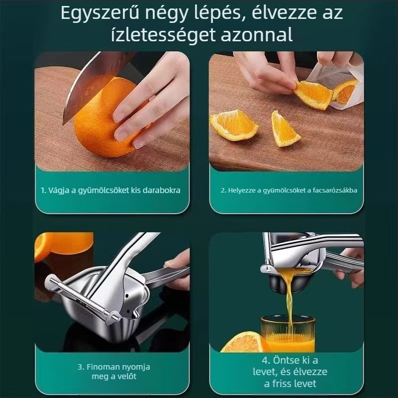 Kézi facsarázó cukornádhoz, gránátalmához, citromhoz és narancshoz; nagy kapacitású, nem elektromos