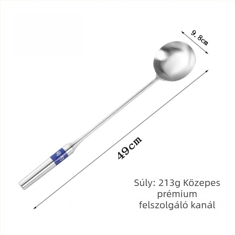 Rozsdamentes acélból készült konyhai kanál, nagy méretű szakácskanál