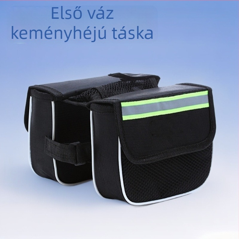 Hegyi kerékpár első váztáskája kemény külsővel, három az egyben dizájn, felsőcsőre és nyeregtáska