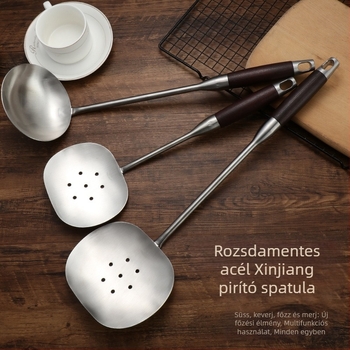 Rozsdamentes acél konyhai spatula mahagóni fogantyúval