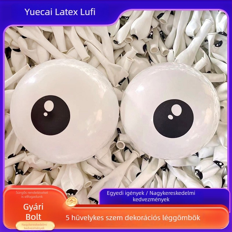 5 hüvelykes fehér latex lufi nyomtatott polip szemekkel, karikatúra figurák