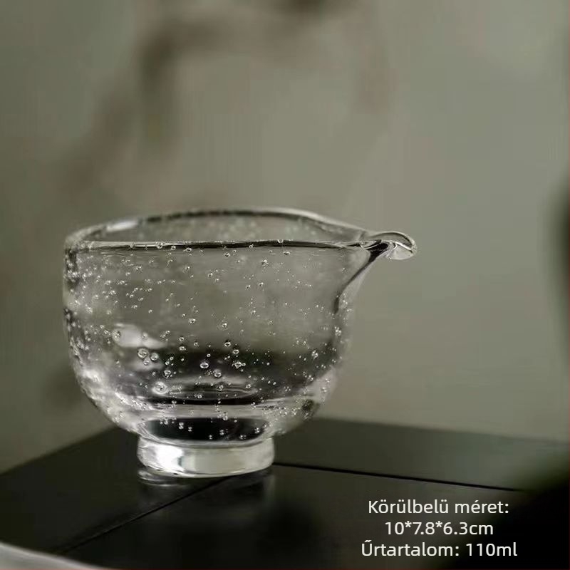 Kézzel készített hőálló üveg teáscsésze japán stílusú tea elválasztóval, nagy, vastag falú csésze, Kung Fu tea készlet