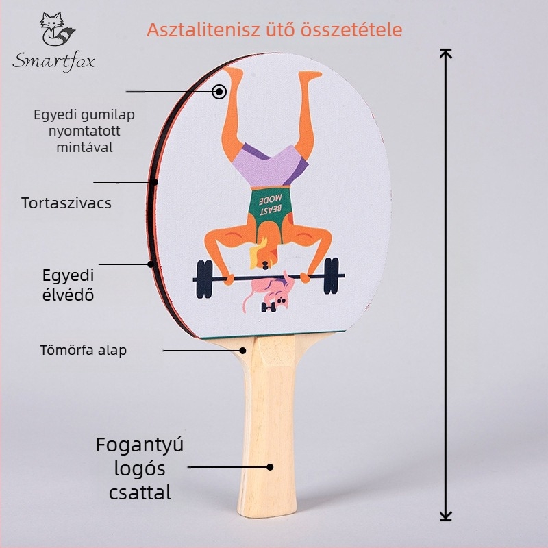 Fox UV-nyomtatott asztaliteniszütő, professzionális penge, vízszintes fogás, DIY késztermék diákoknak